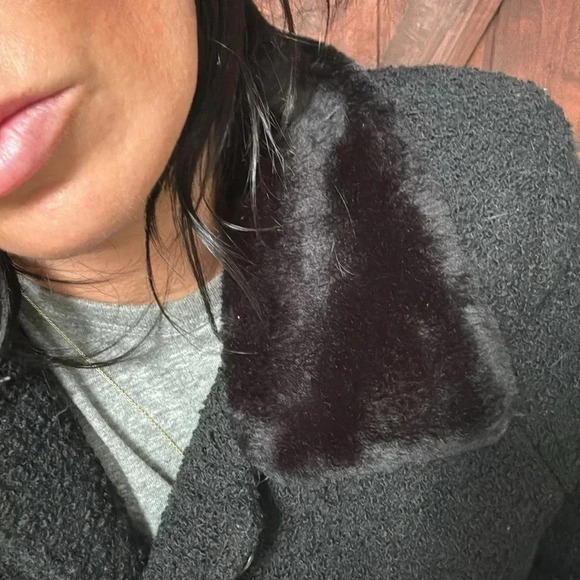 SANDRO wool peacoat faux fur collar - Picture 3 of 9